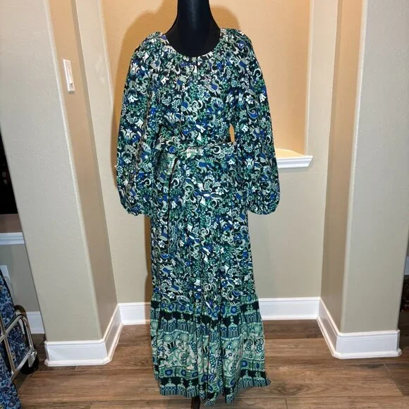 ๐ NWT Tuckernuck Lyles Batik Floral Maxi Dress - Size XXL - Picture 1 of 14